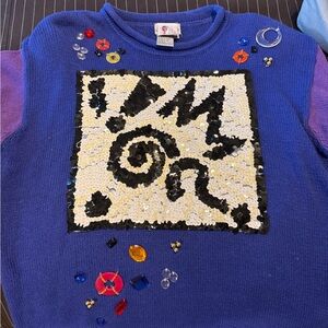 Colorful Graphic Sequin Sweater